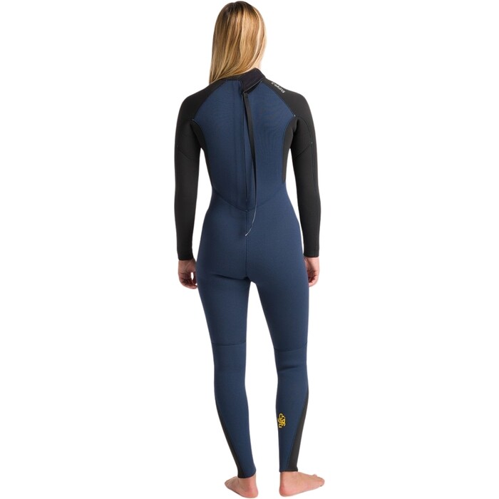 2024 C-Skins Womens NuWave Surflite 4/3mm Back Zip Wetsuit C-NSL43WBZ - Bluestone / Black / Saffron